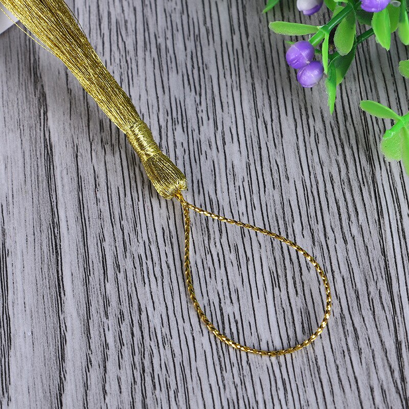 Borlas largas de seda con borlas decorativas para joyería, franja de borlas de poliéster doradas y plateadas, nudo chino de bricolaje, 15 Uds.