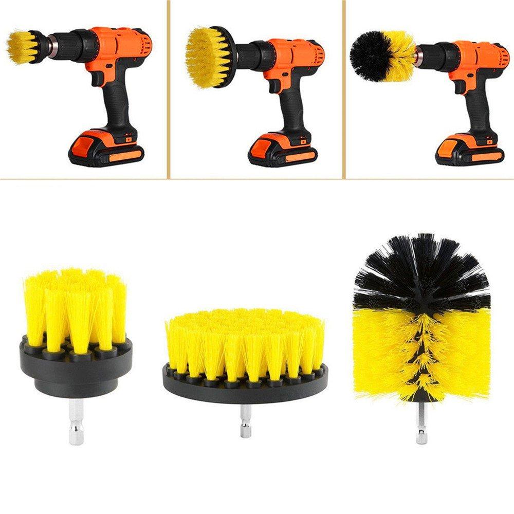 3Pcs/Set Electric Drill Brush Kit Plastic Round Cleaning Brush For Carpet Glass Car Tires Nylon Brushes Power Scrubber Drill