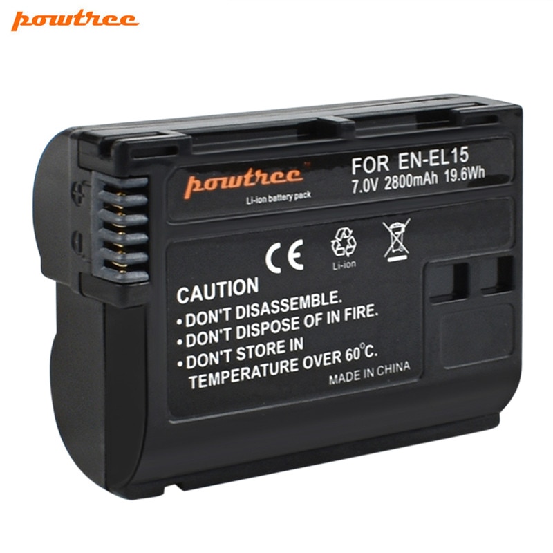 Powtree, batería de cámara EN-EL15 ENEL15 EN EL15 de 2800mAh para Nikon DSLR D600 D610 D800 D800E D810 D7000 D7100 D7200 EN L15