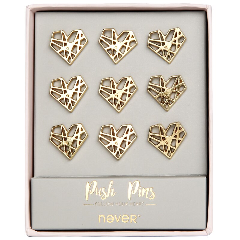 Metal Love heart Pin Board Cork Map Flag Push Pins gold Pin for office
