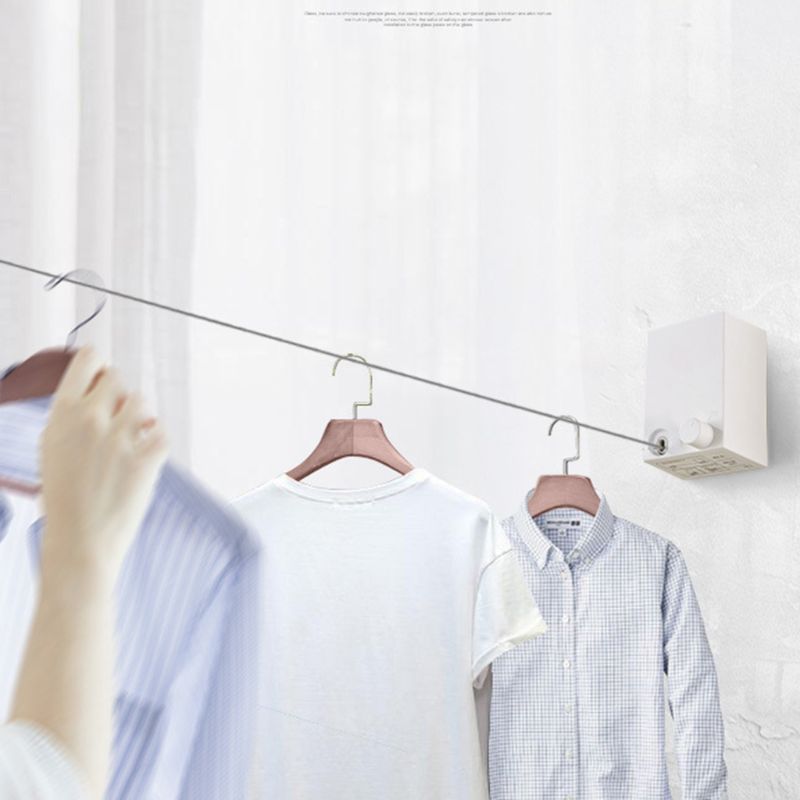 Stainless Steel Retractable Indoor Clothes Line Rope Wall Hanger Drying Rack Balcony Bathroom Invisible Clothesline