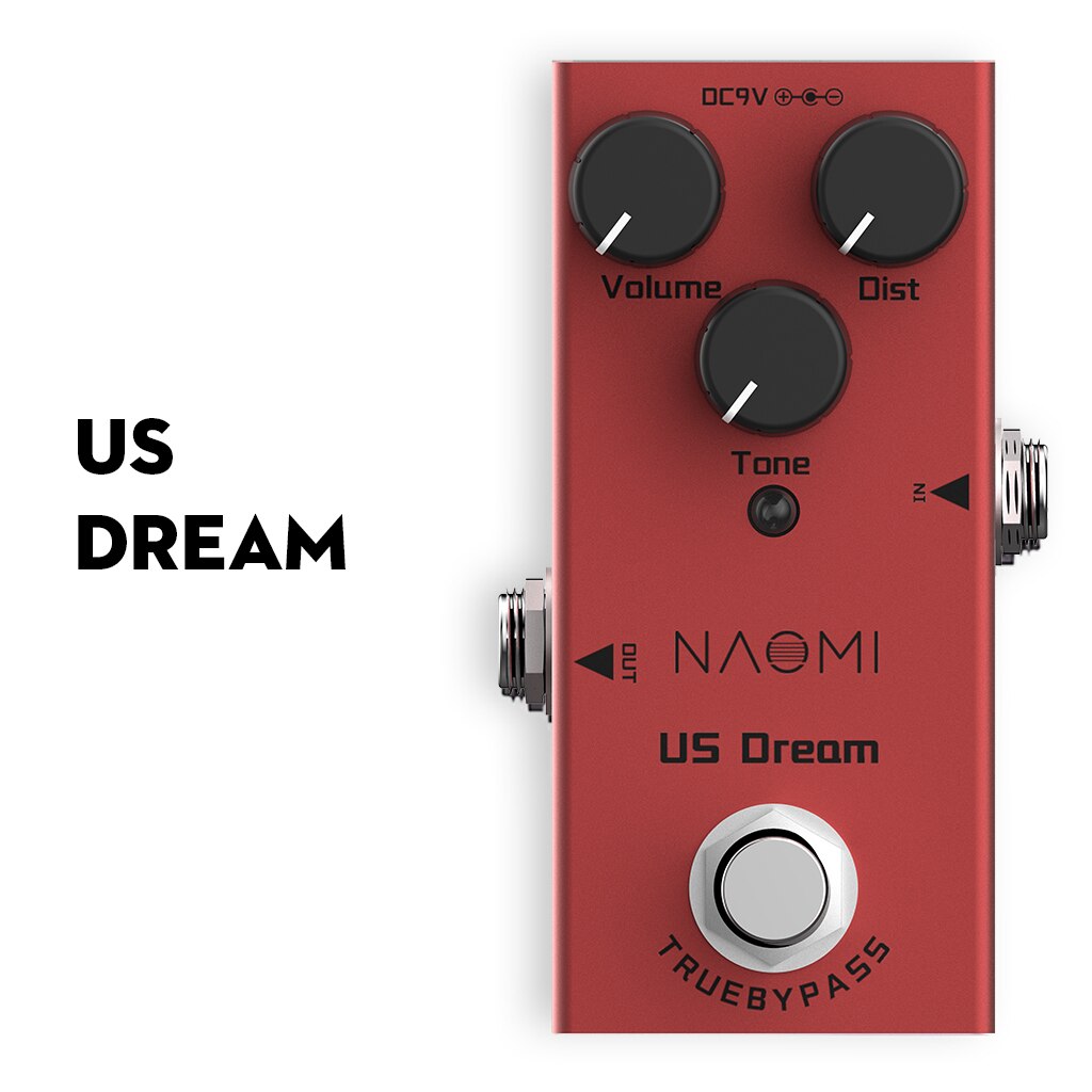 Pedal efecto guitarra distorsión/retardo/efectos de coro Pedal efecto guitarra True Bypass DC 9V 1A Adaptador 3 vías Pedal efecto guitarra: US Dream Distortion