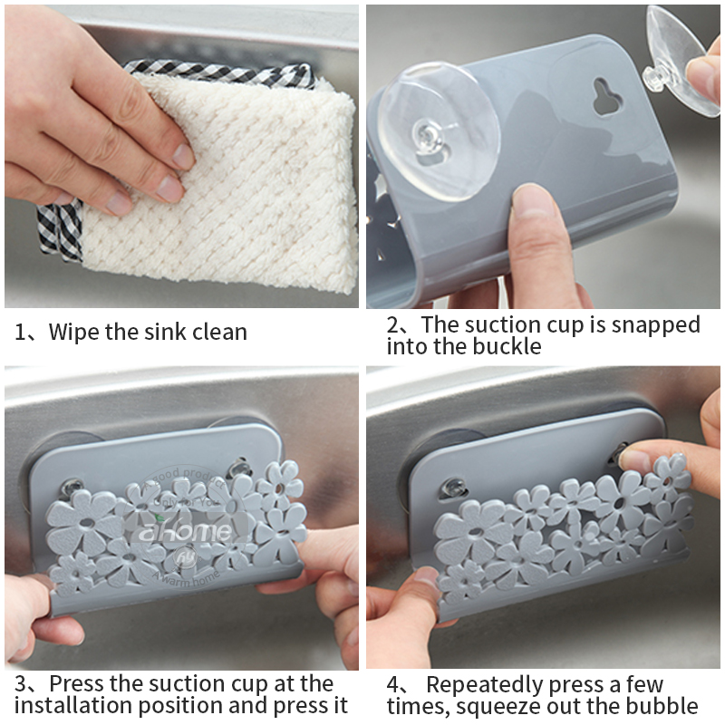 Estante de secado para cocina y baño, portaesponjas con ventosa, soporte para fregadero, fregadero, almacenamiento de jabón