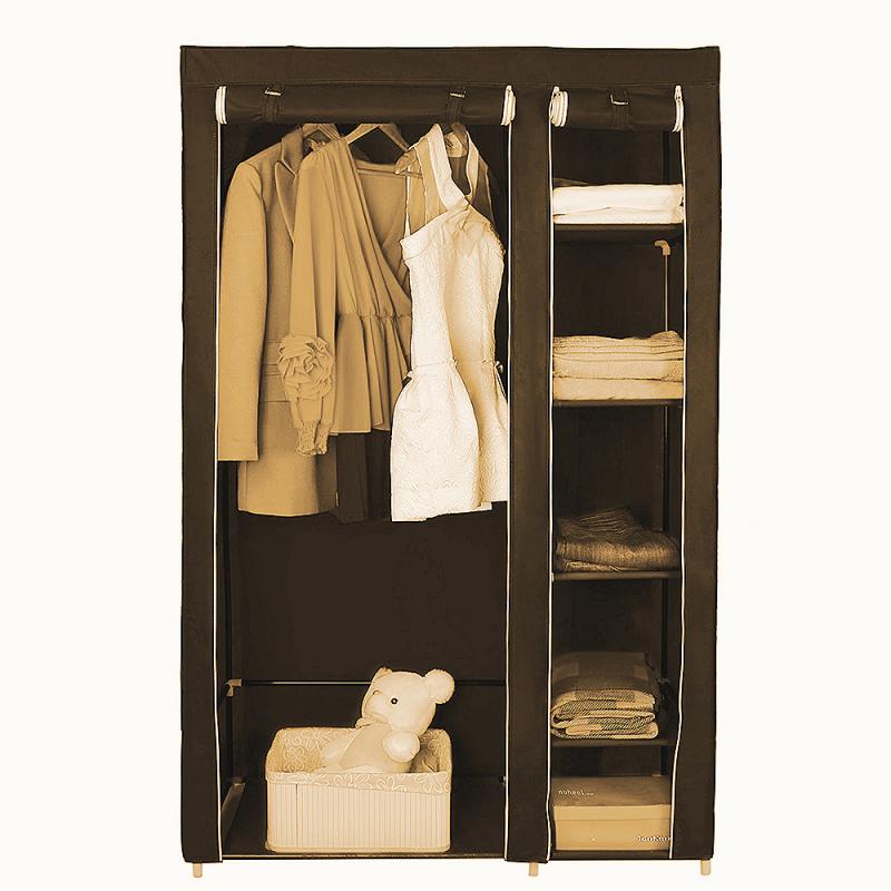 Armario para dormitorio de niños y adultos, paño antipolvo, mueble, armario para almacenar las prendas, de tela, 110x45x178cm, HWC