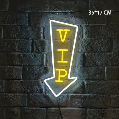 Señal de neón Led creativa, luces nocturnas alimentadas por USB de 5V, para dormitorio, tienda, Pub, Bar, restaurante, , decoración de pared, lámpara comercial de estética: VIP