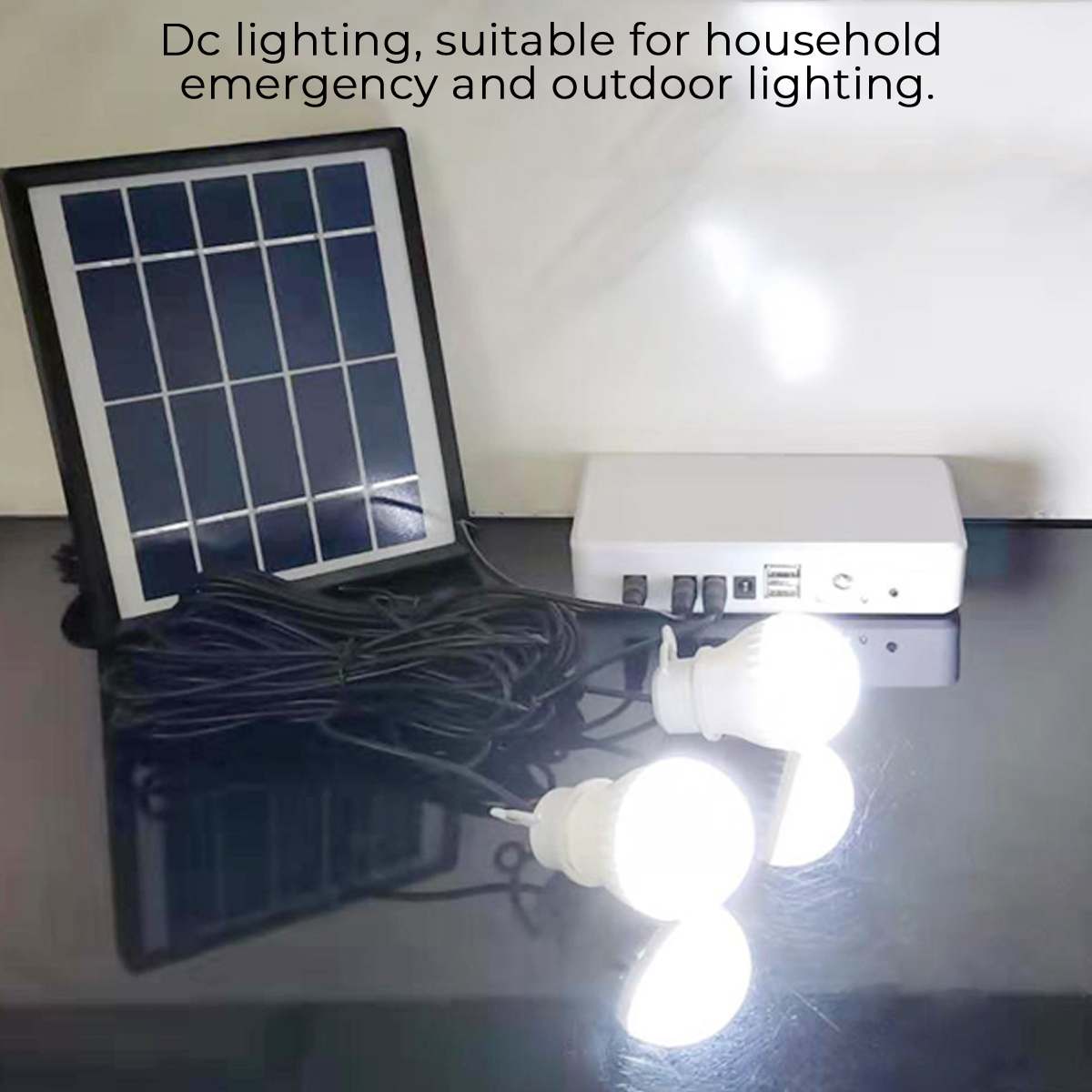 Solar Panel Generator Lighting Kit USB Solar Charger with 2 LED Light Bulb Emergency Light +5V 1.5A Output Phone Charger