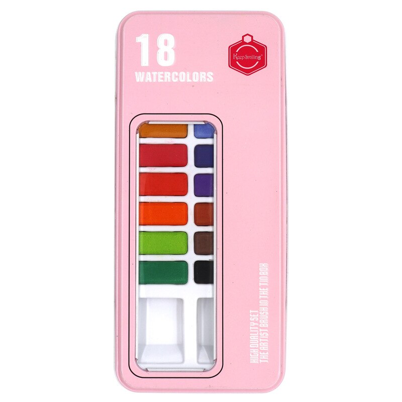 Kemila 12/18/24/36/Kleur Solide Aquarel Set Basic Neone Glitter Aquarel Verf Voor Tekenen art Verf Levert: 18 colors Pink