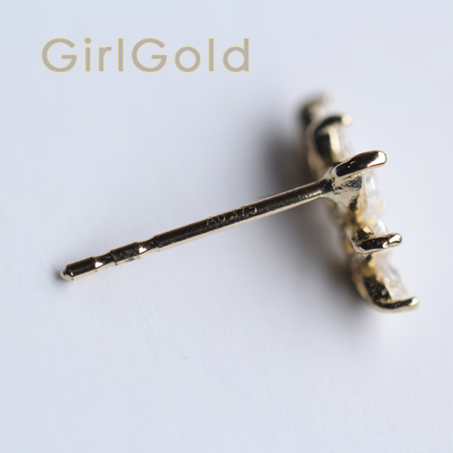 9K Goud Vijf Leavesfour Blad Bloemen Crystal Dainty Stud Oorbellen Sieraden Minimal Stijl Bruids Douche Bruidsmeisje Victoriaanse