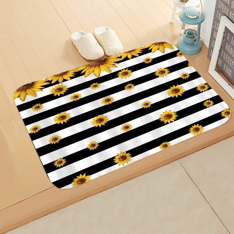 Zonnebloem Patroon Keuken Bad Deur Mat Slaapkamer Antislip Coral Fluwelen Absorberende Tapijt Tapijt Eenvoudige Home Decor Deurmat: 2DD-48120-006
