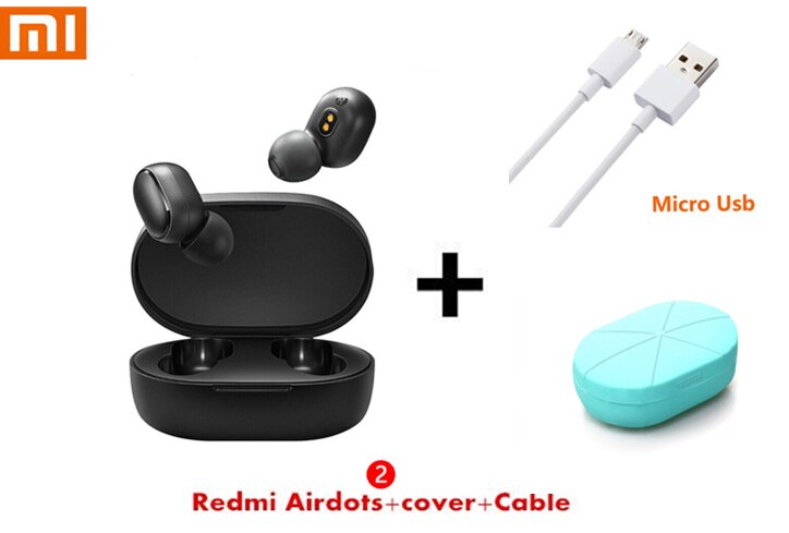 Original Xiaomi Redmi Airdots 2 TWS Earphone Wireless bluetooth 5.0 With Mic Handsfree Earbuds AI Control headset: Airdots 2 green case