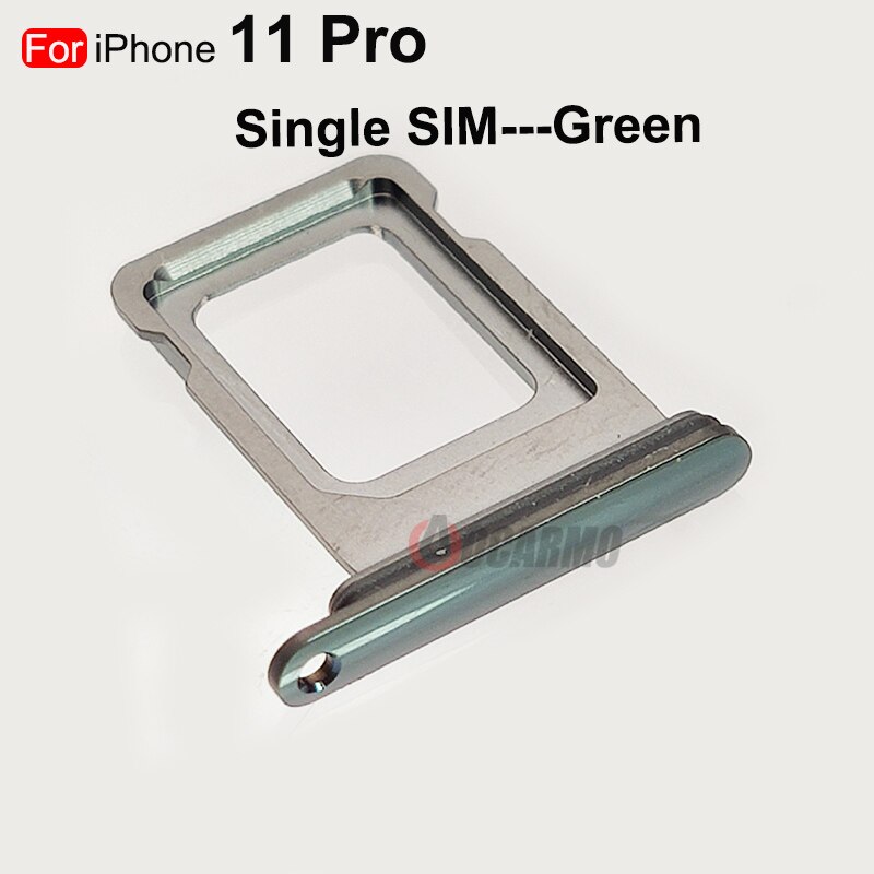 Aocarmo 10 sztuk/partia podwójna karta Sim dla iPhone 11 zawodowiec pojedyncze gniazdo karty SIM taca uchwyt adapter gniazdo części zamienne: 10szt -pojedynczy--zielony
