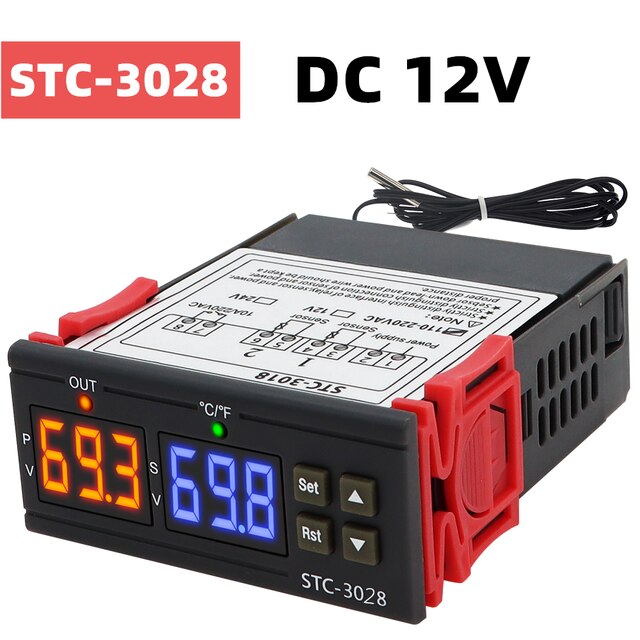 STC-3028 STC-3018 3008 Digitale Temperatuurregelaar Thermoregulator Hygrometer Thermostaat Thermometer Verstelbare Cooler Heater: 3028 12V