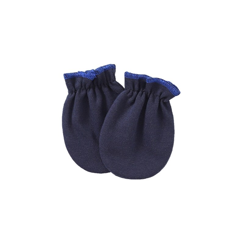 1 Pair Baby Anti-scratch Soft Cotton Gloves Newborn Handguard Mittens Infants Supplies: Dark Blue