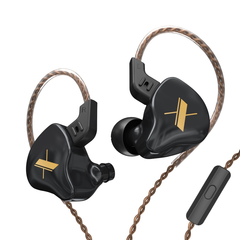 Ak kz edx 1 dinâmico em fones de ouvido alta fidelidade baixo fone com cancelamento ruído: Black with mic