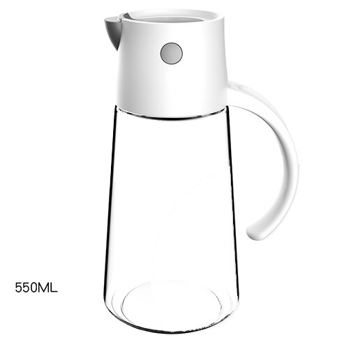 Distributeur automatique de bouteilles d&#39;huile à couvercle ouvert, Sauce créative, verre de cuisson, bouteille de rangement étanche, salade, outil de cuisine, accessoire: White-550ml