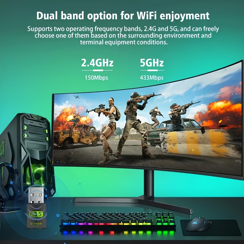 Hannord 600Mbps USB WiFi Bluetooth Adapter Dongle Dual Band USB Wifi Adapter USB Bluetooth Drahtlose Netzwerk Karte Für PC Laptop