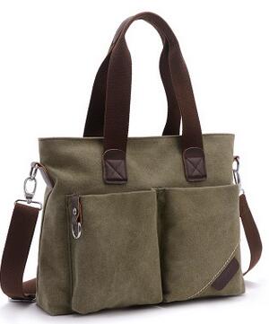 canvas portable shoulder bag leisure Messenger briefcase canvas men bag: Army Green