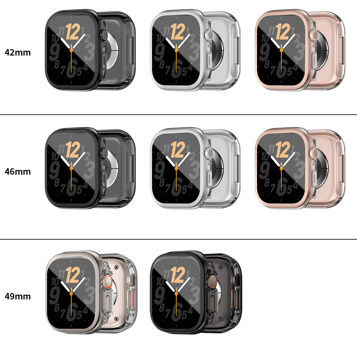 Tempered Glass+Case for Apple Watch Series10 42mm 46mm Iwatch For Apple Watch Ultra2 49mm Screen Protector Watch Accessories