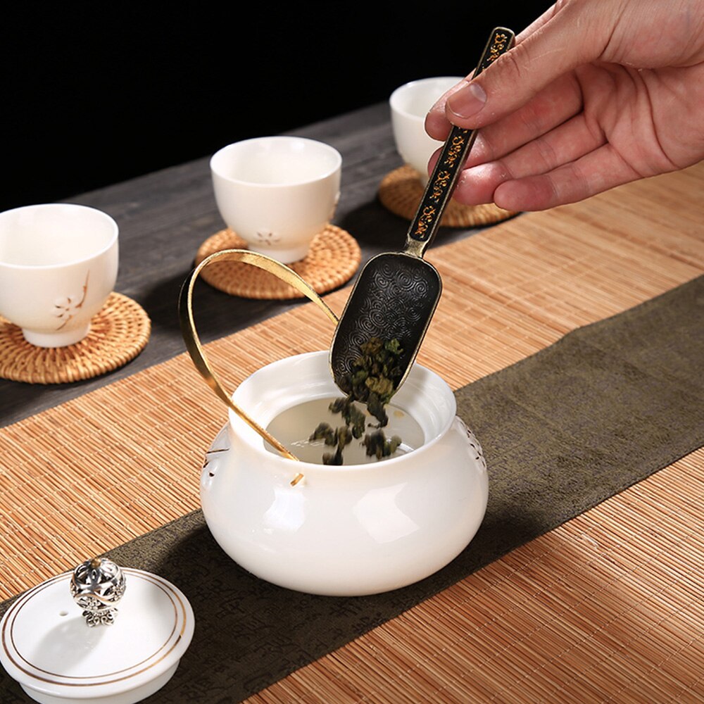 Tea pot bamboo teaspoon tea shovel copper alloy tea shovel tea set Chinese Kongfu Tea Accessories Tools