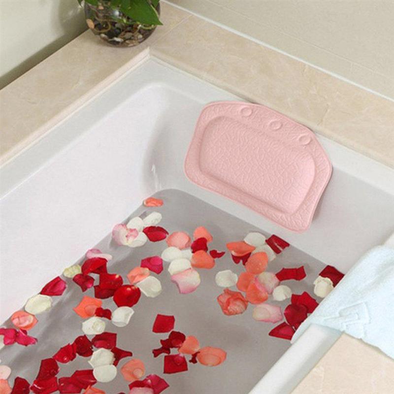 Almohada de baño suave para bañera, reposacabezas de esponja relajante, cojín impermeable con ventosas, almohada de baño con ventosas