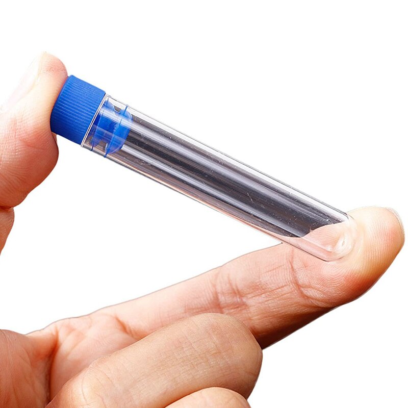 Tubos de prueba de plástico transparente 200 Uds con tapas de rosca azules, tapas de presión de botellas de contenedores de muestra 12X60mm