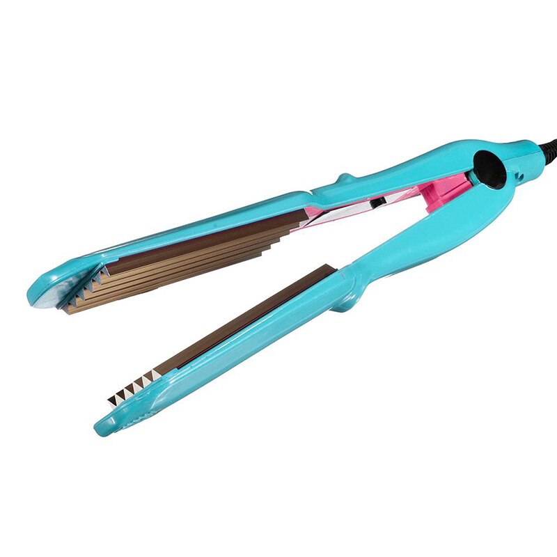 TOHUAN Fluffy Crimp Iron Corrugated Hair Curling Iron Wide Plates Electric Hair Straightener Small Wave Hair Crimper Curler Tool: SkyBlue