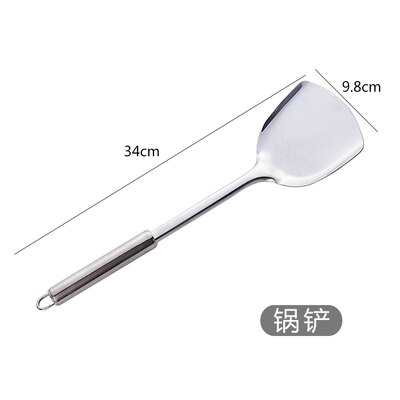 1 piece kitchen frying shovel colander soup spoon stainless steel thick long handle kitchen utensils not hand frying shovel: Spatula
