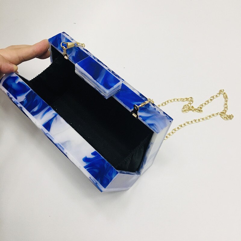 Crossbody väskor för kvinnor liten handväska kedja axel budväska mini plånböcker marmor grön orange blå akryl handväska