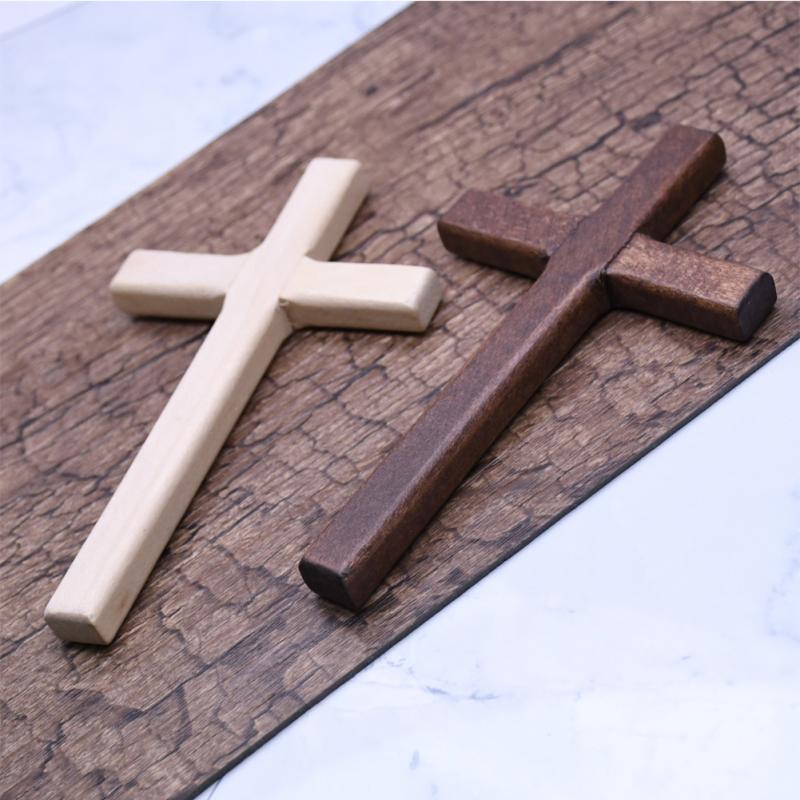 2 Pcs Kruisbeeld Jezus Handgemaakte Houten Kruisen Christus Ornamenten Hanger Maken Diy Sieraden Muur Opknoping Kantoor Thuis Effen Bid