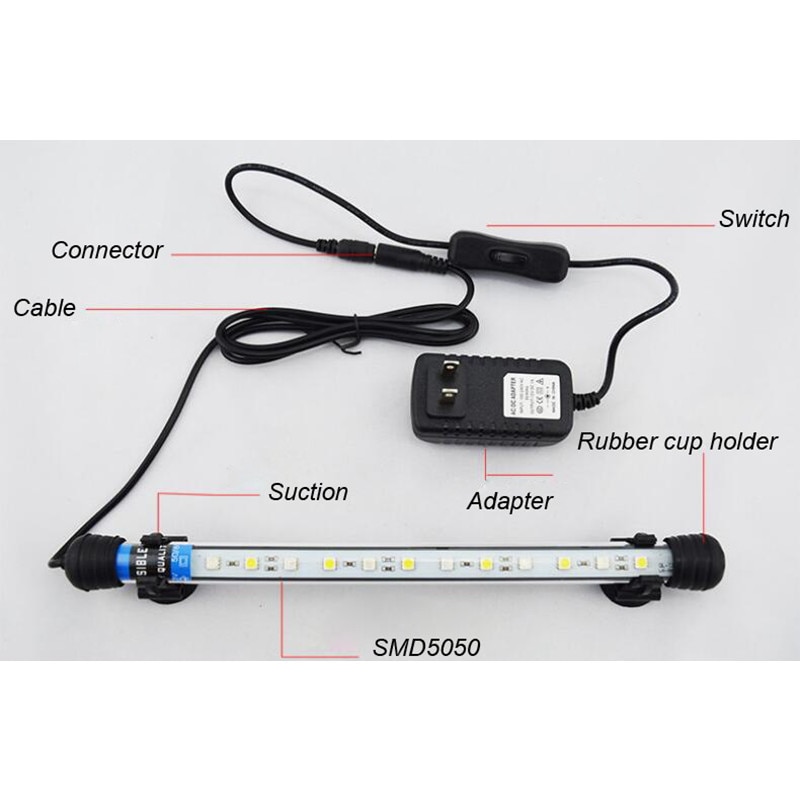 62CM LED Aquarium Beleuchtung RGB Fernbedienung Aquarium Aquarium Amphibien Tauch LED Lampe Arowana Licht 6,2 W Wasserdicht