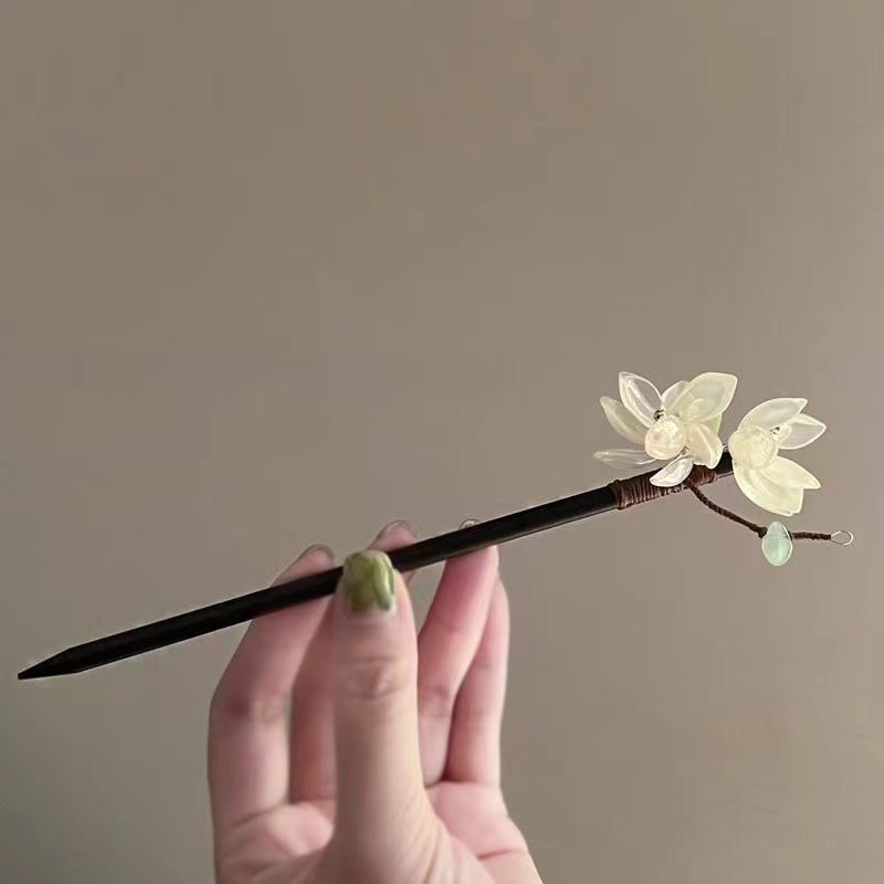 Horquilla de Camelia. Nueva horquilla de madera de estilo chino para mujer. Accesorio para el cabello con un sentido de lujo, horquilla y tocados.
