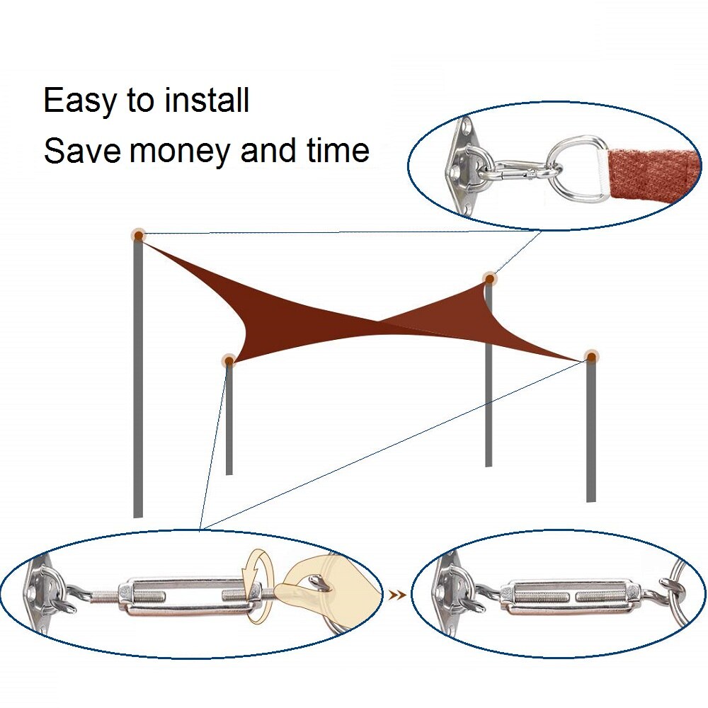 Rvs M5/5Mm Zonnezeil Hardware Kit Voor Rechthoek/Vierkant Zon Shade Sail Installatie In N patio Gazon En De Tuin