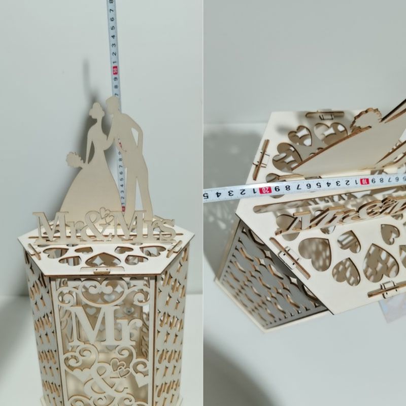 Diy cutout tre bryllup kortboks rustikk hilsen skilt holder for jubileum baby shower bursdagsfest gjestelogg inn forsyninger