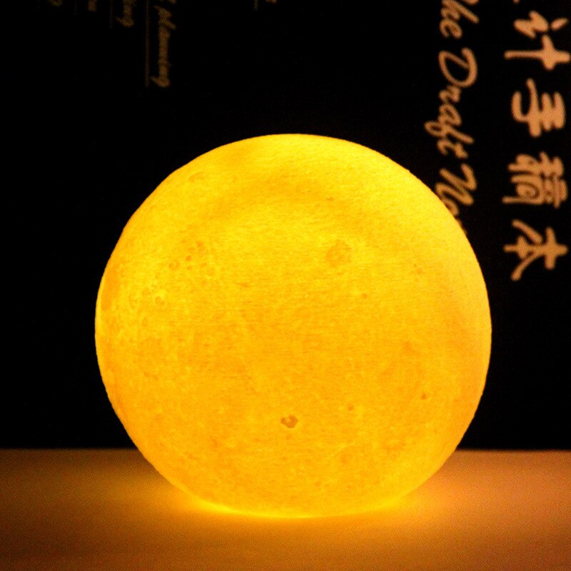 Moon Lamp 4 Color 3D LED White Blue Pink Yellow Night For Kids: Yellow