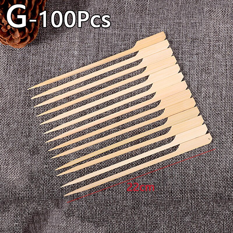 100PCS Barbecue Bamboo Skewers Disposable Bamboo Stick Long Toothpicks Fruit Sandwich Snacks BBQ Tableware Kitchen accessories: 22CM