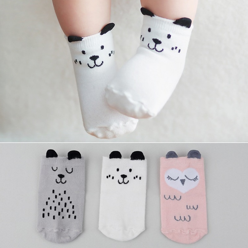 Newborn Baby Socks Cute Cartoon Ear Socks 100% Cotton Socks None-slip Infants Socks