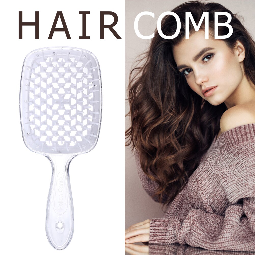Brede Tanden Luchtkussen Kam Nat Droog Haar Detangling Hoofdhuid Massage Borstel Kappers Vrouwen Tranparent Opknoping Gat Handvat Kam