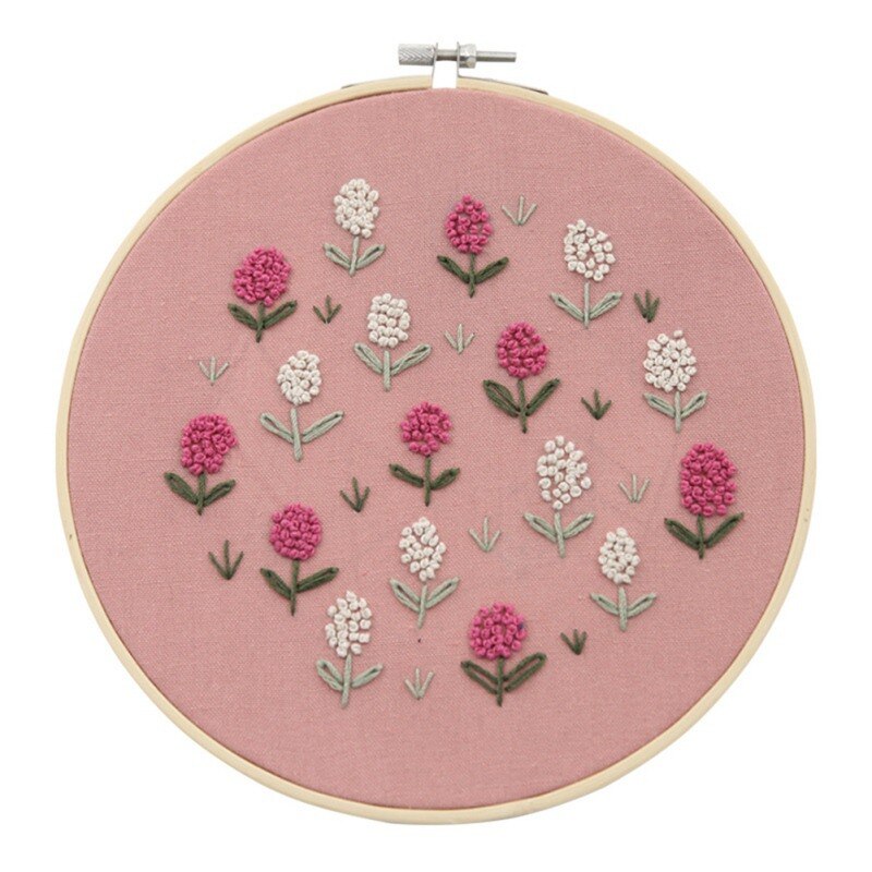 European DIY Embroidery Flower Pattern Handwork Needlework For Beginner with Embroidery Hoop Cross Stitch Kit Hanging Decor: B