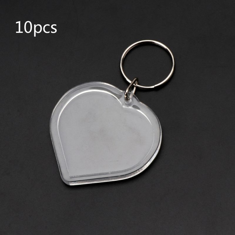 10Pcs Picture Blank Keyrings Transparent Acrylic Key Chains Insert Your Photo Picture Frame Keyring DIY Split Ring: 9
