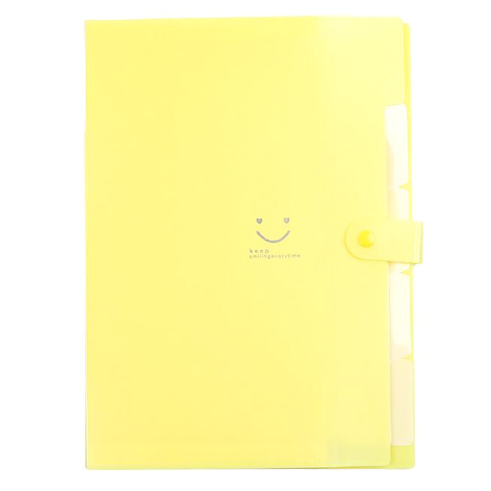 A4 File Storage Bag Multi-layer Papers Accordion Pocket Buckle Storage 5 Into Folder Holder Organizer Office Stationary: Yellow