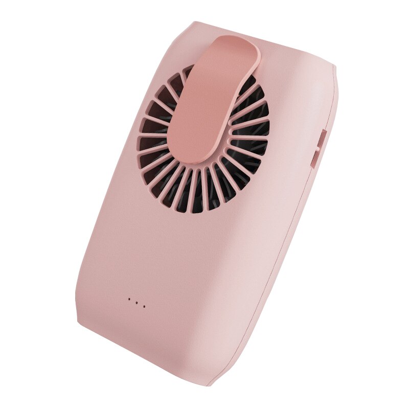 Mini ventilador de cintura colgante con carga USB para el cuello, portátil, multifunción, de escritorio, pequeño, para viajes al aire libre: Pink