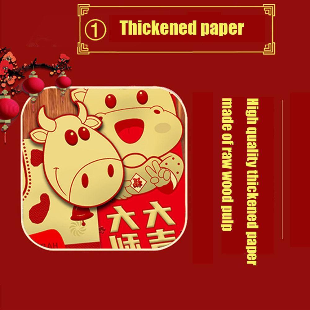 6pcs OX Lucky Chinese Red Envelopes Lucky Pockets Red Packet For Chinese Year Spring Birthday Marry Party
