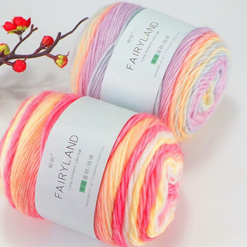 100g Rainbow Color Hand-woven Cotton Yarn Soft Crochet Thick Yarn For Hand Knitting Warm Sweater Sofa Cushion Scarf DIY