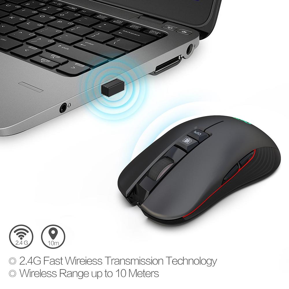 Hxsj T30 Draadloze Gaming Muis Muizen 3600Dpi 7-Kleur Computer Muis Backlight Oplaadbare Ergonomische Muizen Voor Pc Laptop desktop
