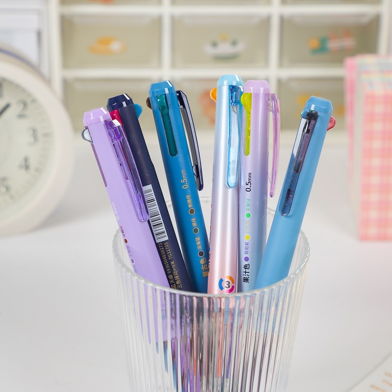 0.5mm Multifunctional Gel Pen Quick Drying Cap Neutral Pen 3 Color Press Gel Pen Journal Writing Supplies Stationery