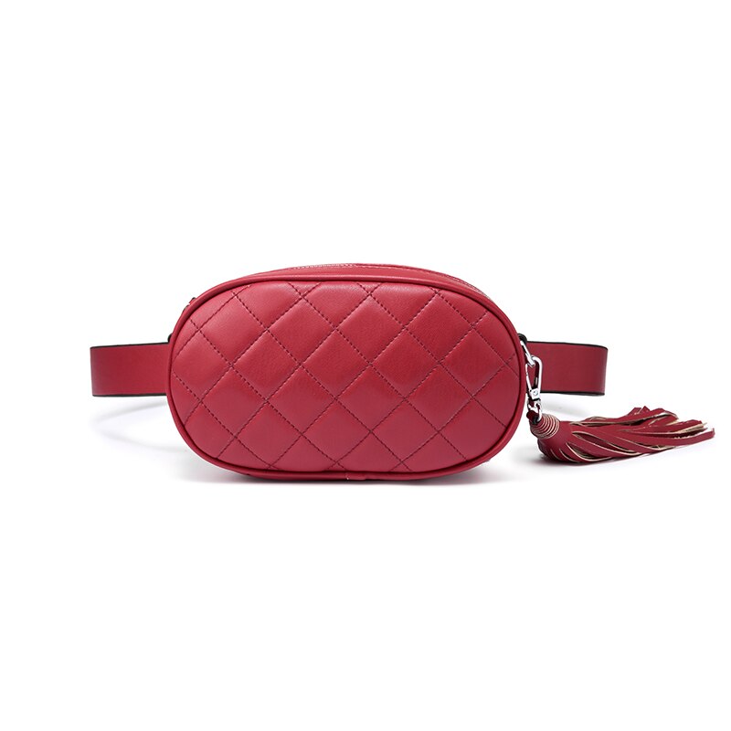 LOVEVOOK Fanny Pack for Women - PU Leather Chest Bag - Plaid Shoulder Pouch - 20x6x11cm: Red