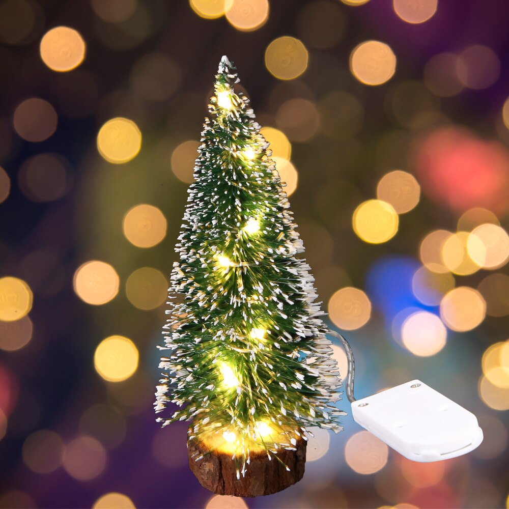 Juldekorationer julbordsdekorationer grön rimfrost med led-ljus tallbarr mini julgran