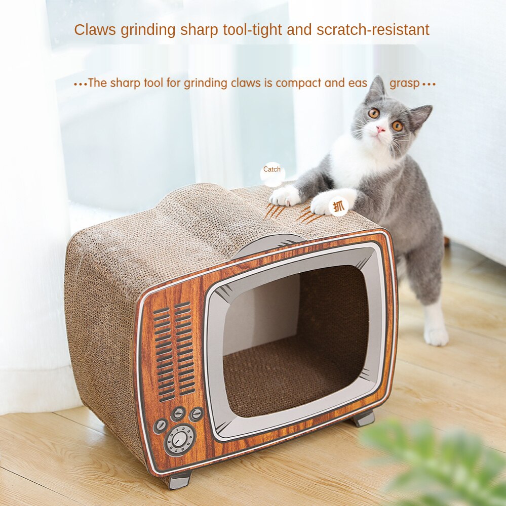 Radio/TV Cat Scratch Board Cats Beds And Houses Cat's House Cat Scratcher Scraper House For Cats Nail Scratcher Pet Toys Cat Bed