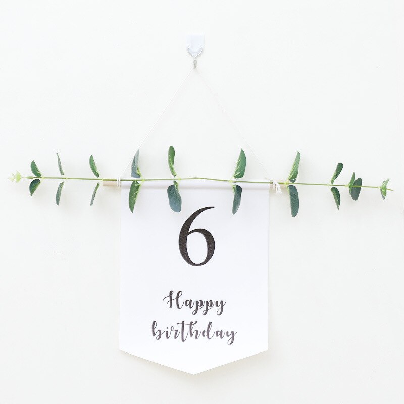 Banderole blanche pour anniversaire de 1 à 9 ans, guirlande de banderole, décoration pour premier anniversaire, fête prénatale, cent jours: 6th Banner
