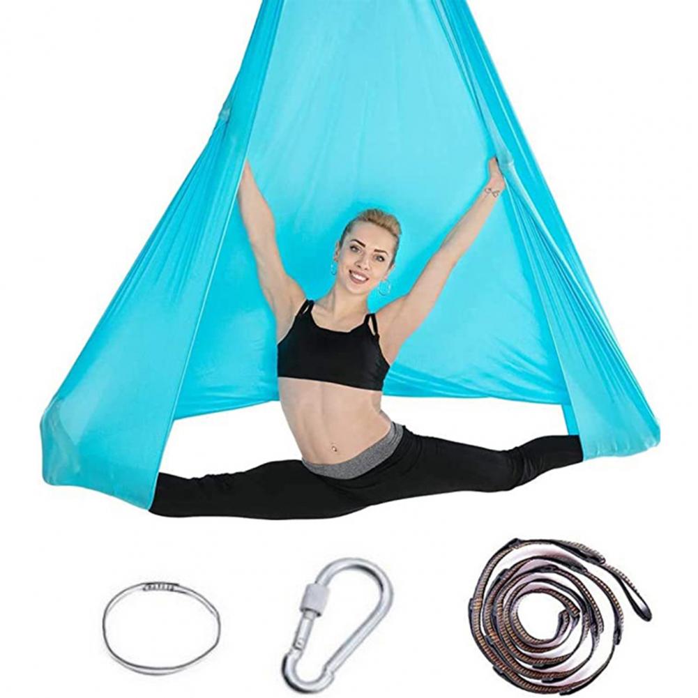 1 set swing hammock nylon aerial yoga hammock high-strength portable stretchy anti-gravity soft air hammock for home